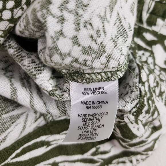 Tahari Linen Blend Button Up Jacket Womens Medium Green Leaf Print Lightweight - Picture 6 of 8